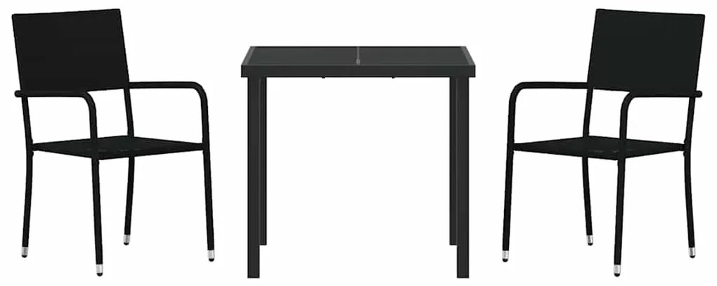 Conjunto com 3 mesas para jardim , pretas, em rattan sintético.