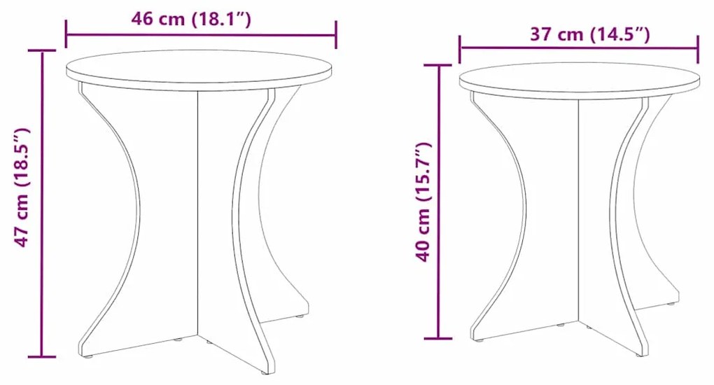 Mesa de centro 2 pcs Natural 46 x 46 x 47 cm
