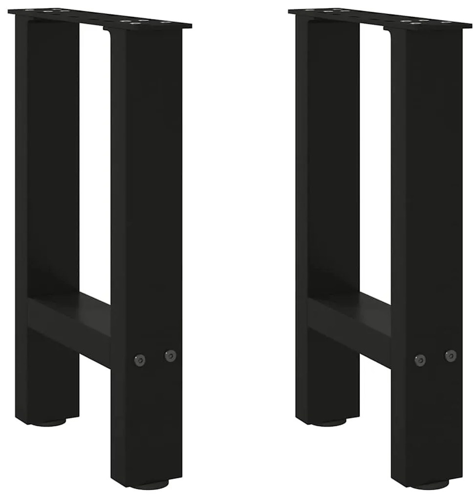 vidaXL Pés para mesa de centro pretos 2 peças 38x(42-43) cm aço