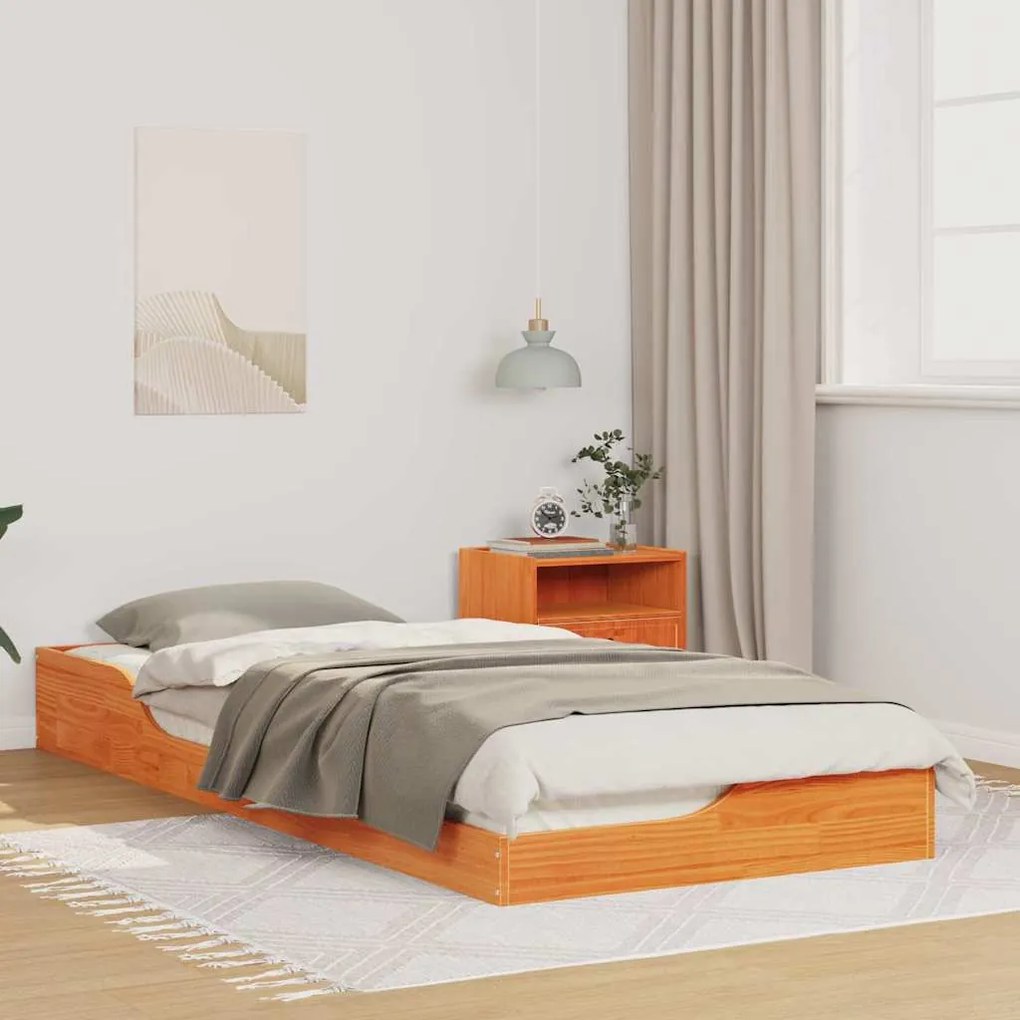 vidaXL Estrutura da Cama Marrom Cera 100 x 220 cm