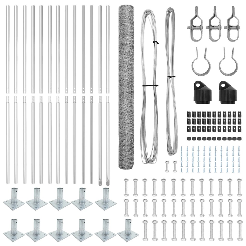 Conjunto de Cercas Conjunto de 2 Aço galvanizado 25 x 1,5 m