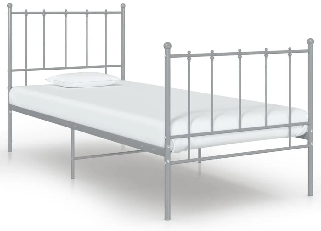 Estrutura de cama 100x200 cm metal cinzento
