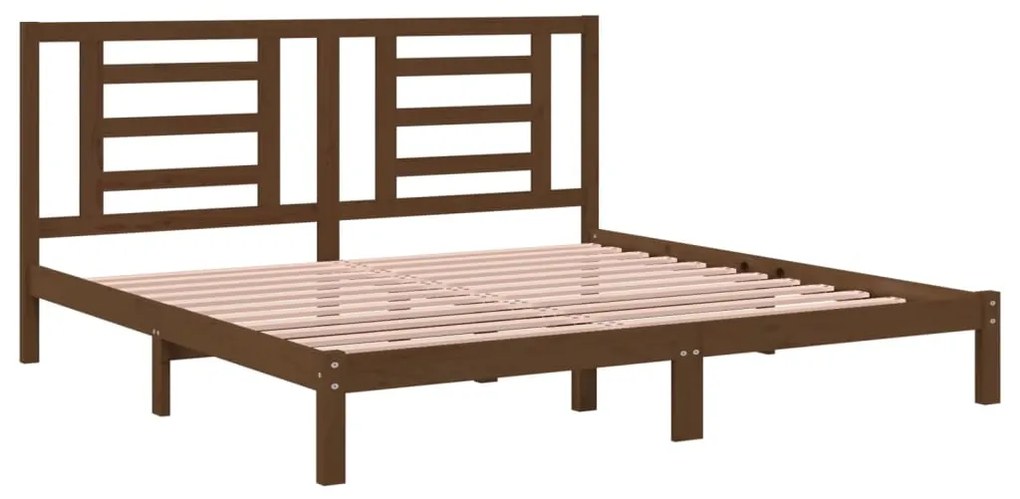 Estrutura de cama 200x200 cm pinho maciço castanho mel