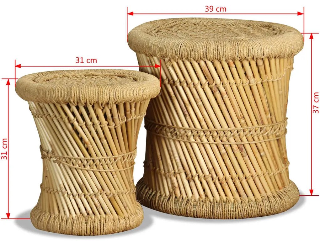 Bancos 2 pcs bambu e juta