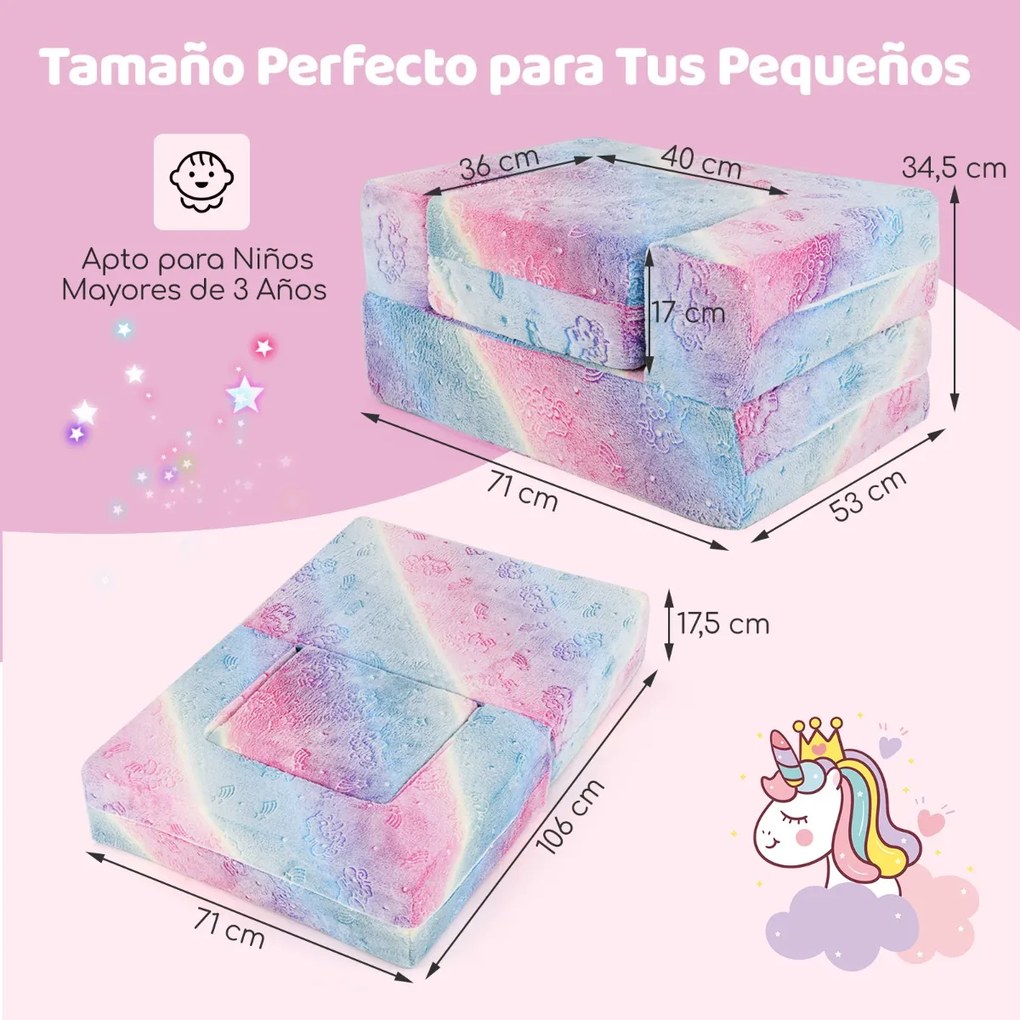 Sofá infantil brilha no escuro modular para crianças com capa de almofada lavável à máquina e enchimento de espuma para crianças com mais de 3 anos Ro