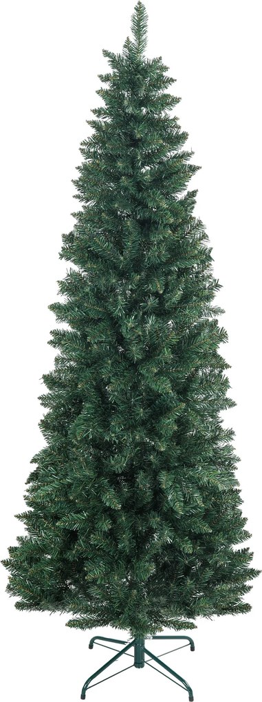 HOMCOM Árvore de Natal Tipo Lápis 210 cm com Base Dobrável e 687 Ramos para Quarto Escritório Verde | Aosom Portugal