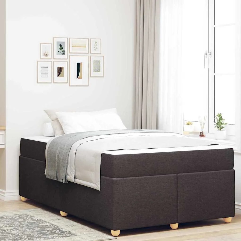 vidaXL Estrutura da Cama com colchão Marrom Escuro 120 x 190 cm tecido