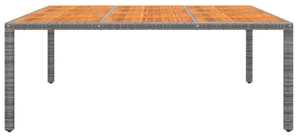 Mesa jardim 200x150x75 cm madeira de acácia e vime PE cinzento