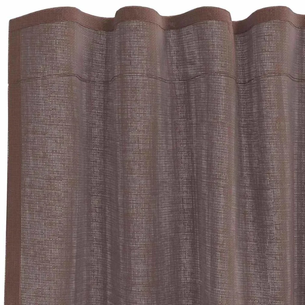 Cortinas de voile com bolsos para varão 2 pcs castanho
