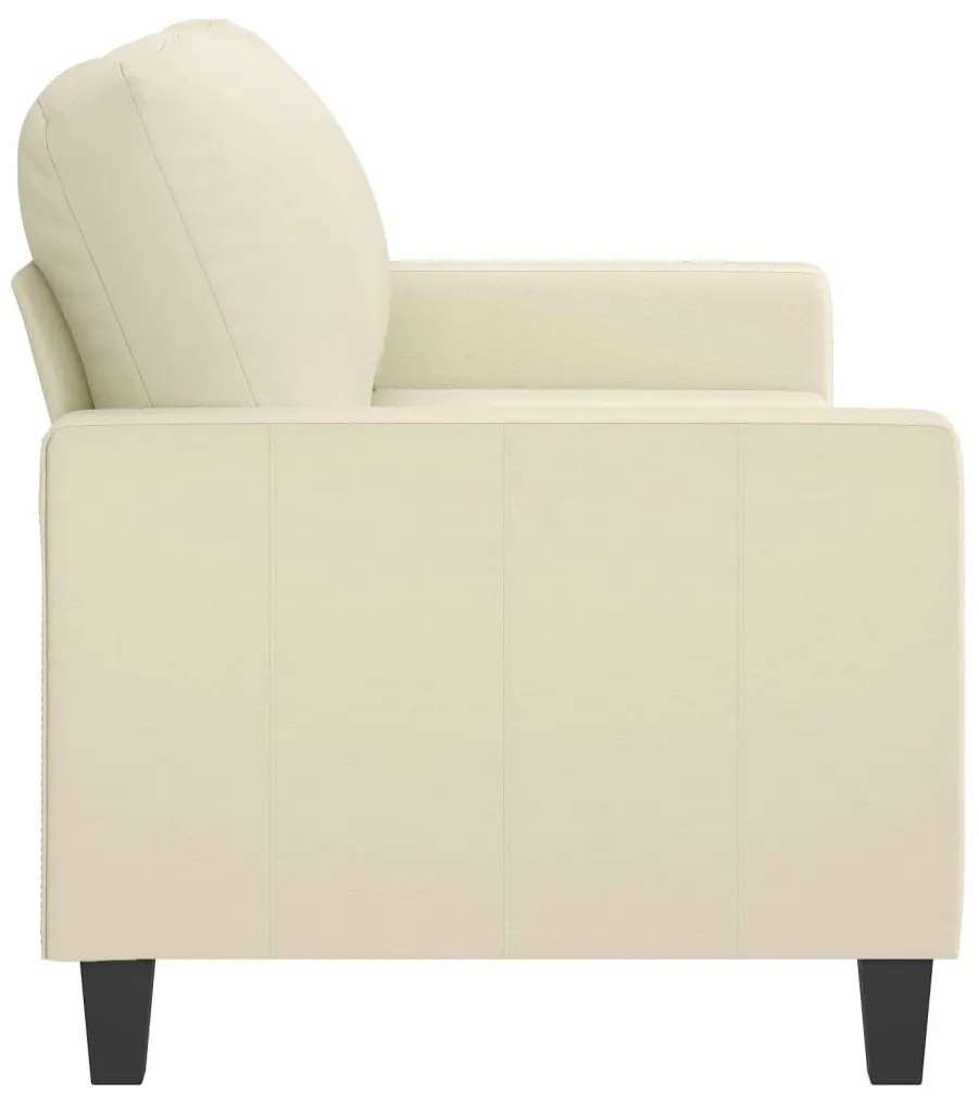 Sofá de 2 lugares 140 cm couro artificial cor creme