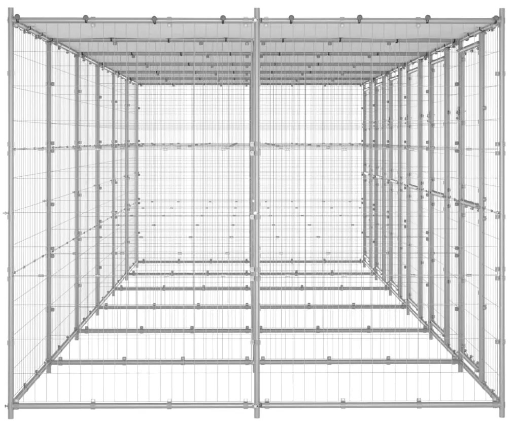 Canil de exterior com telhado 14,52 m² aço galvanizado