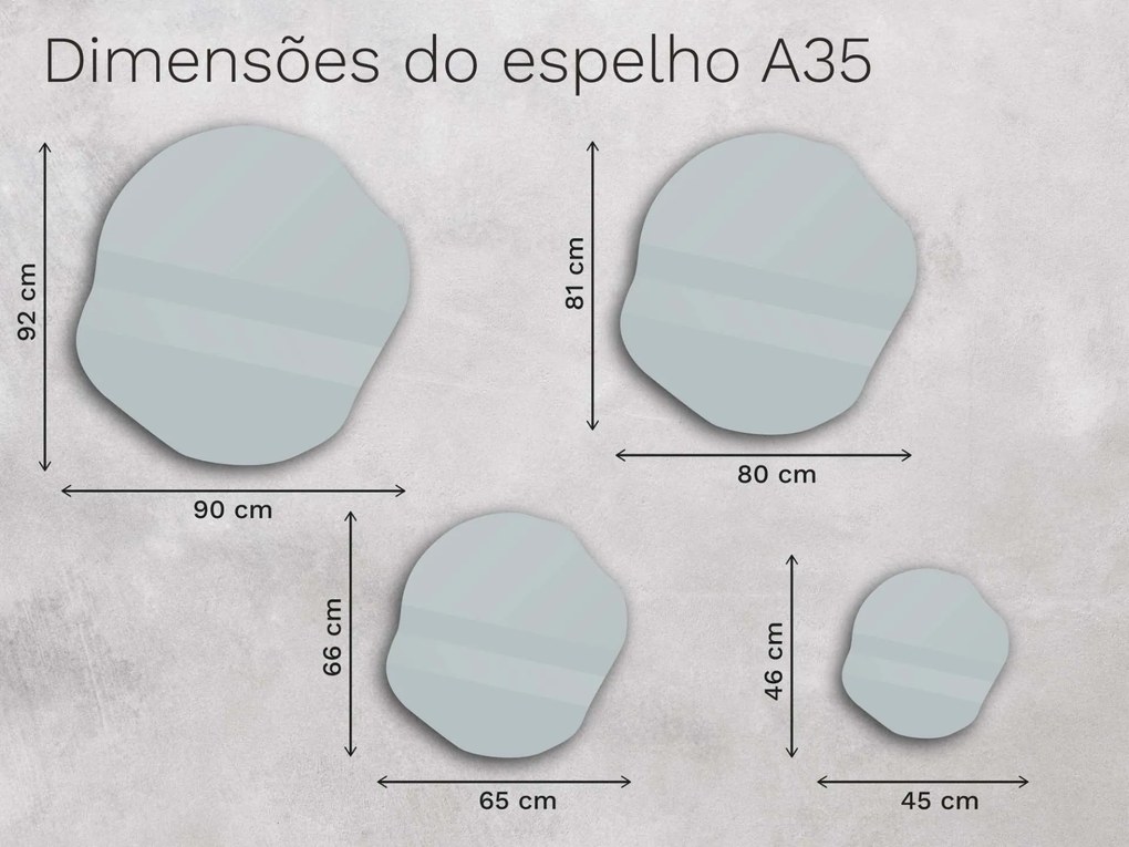 Espelho LED orgânico com iluminação A35 80×81