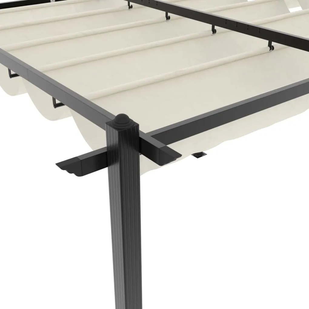 Gazebo de jardim com teto retrátil 3x6 m alumínio creme