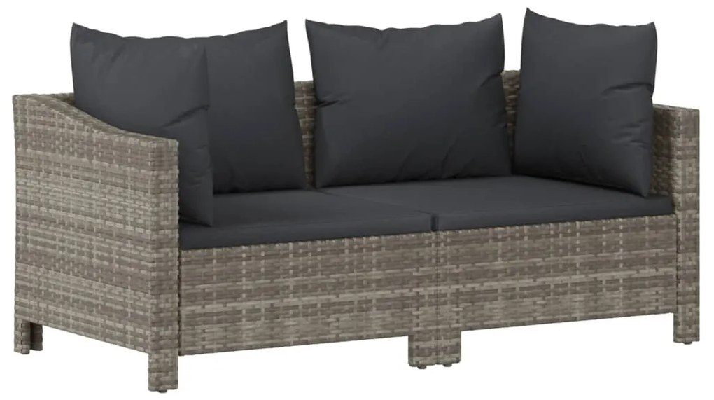 7 pcs conjunto lounge de jardim c/ almofadões vime PE cinzento