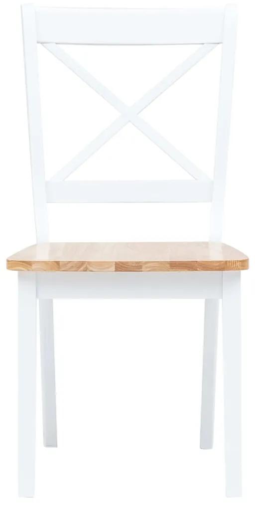 Cadeiras de jantar 6pcs seringueira maciça branco/madeira clara