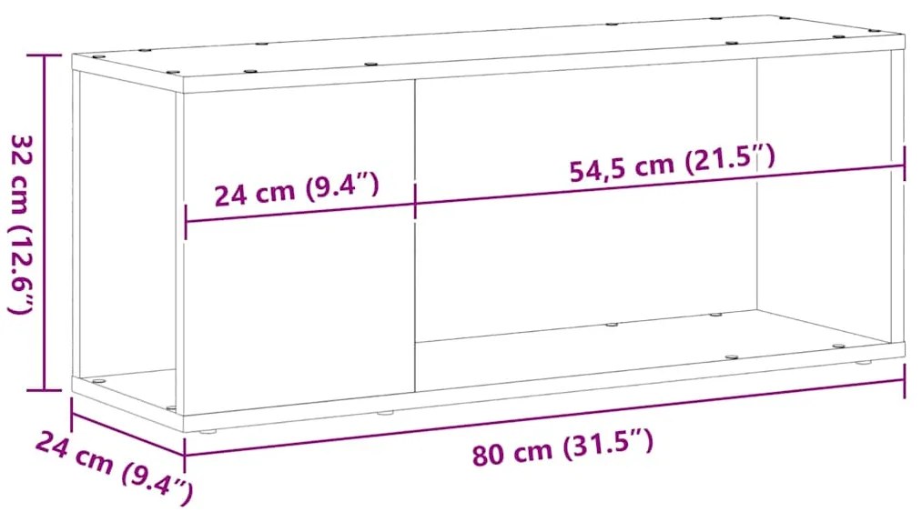 Cabinet de TV vidaXL Branco 80x24x32 cm Madeira engenheirada