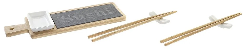 Conjunto de Sushi Dkd Home Decor Natural Ardósia Bambu (28 X 9 X 2 cm)