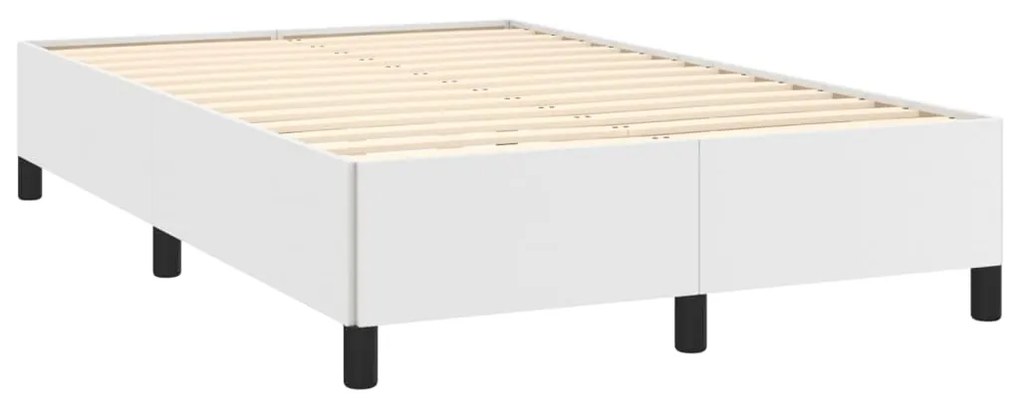 Cama box spring c/colchão/LED 120x190cm couro artificial branco