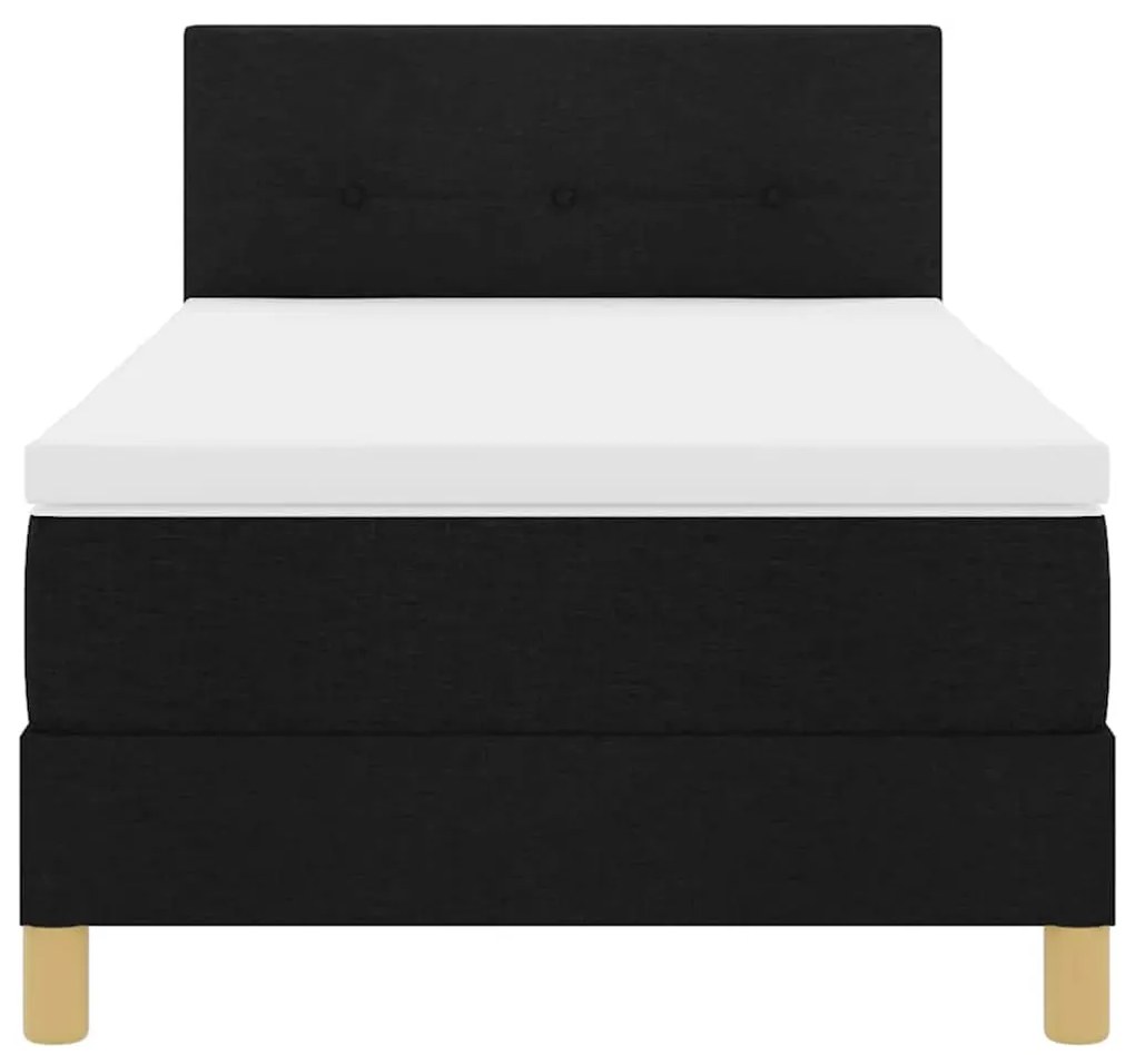 Cama Box com Colchão Preta 90x190 cm Tecido
