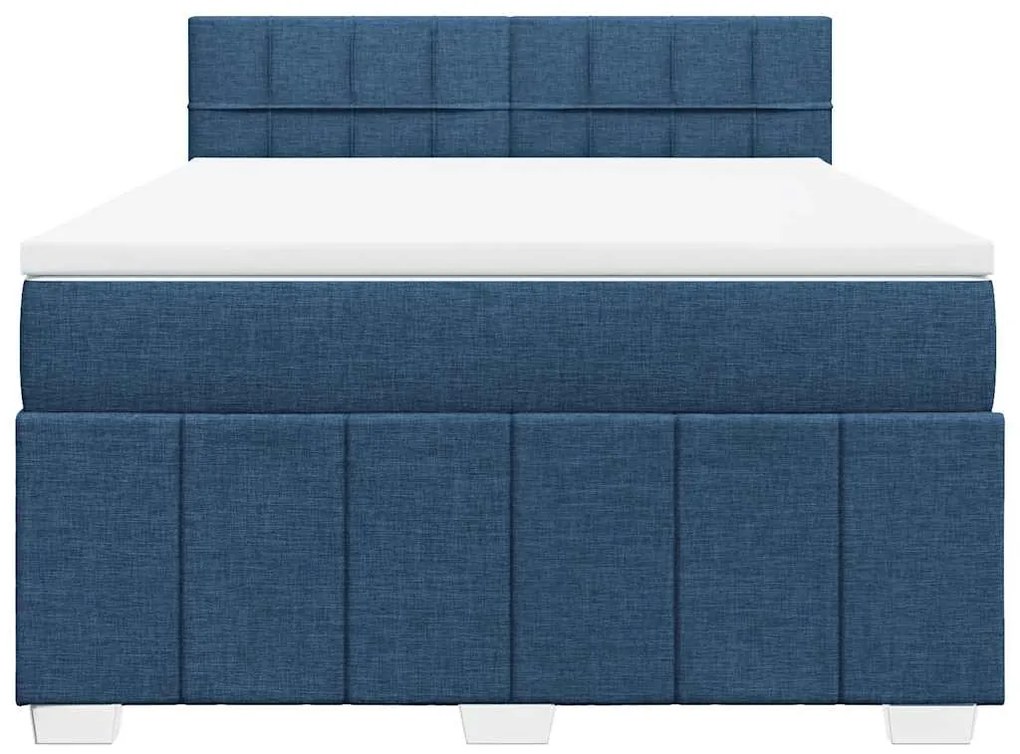 Cama com molas/colchão 140x190 cm tecido azul