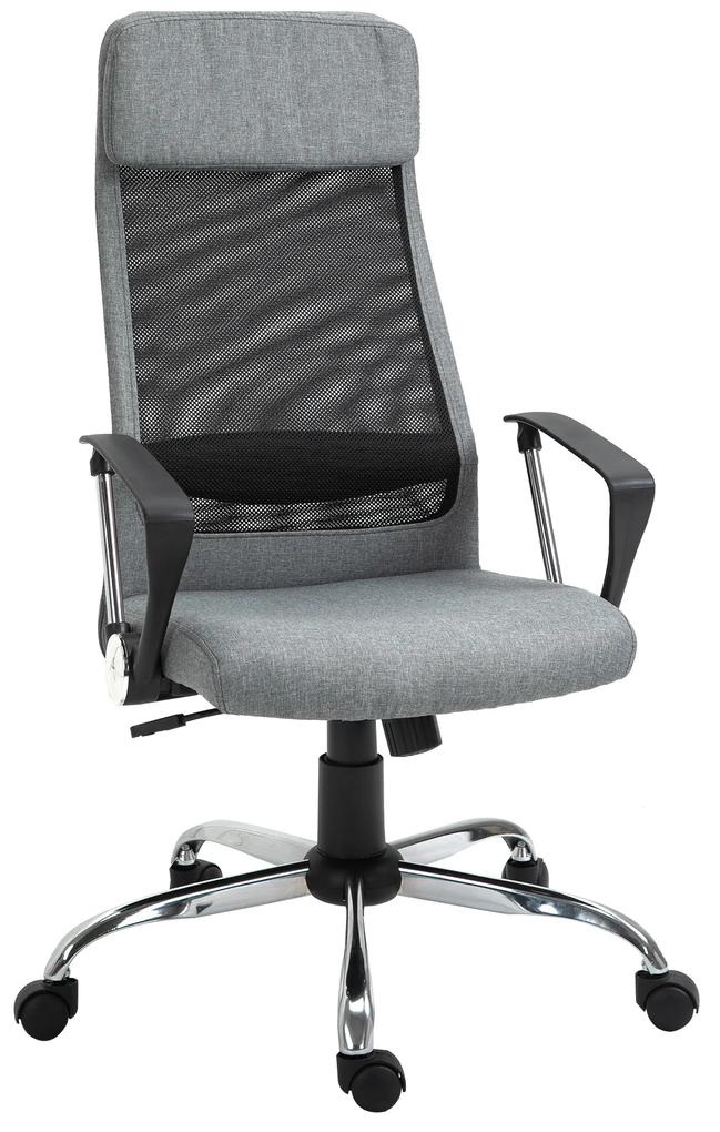Vinsetto Cadeira de escritório ergonômica giratória e basculante com altura de assento ajustável 62x62x118-128 cm Cinza