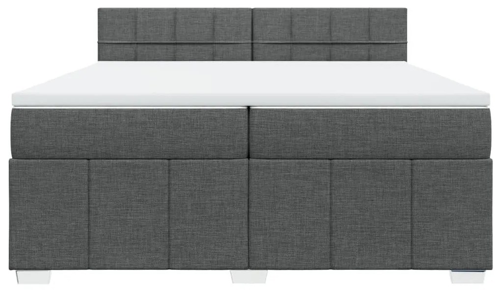 Cama com molas/colchão 200x200 cm tecido cinzento-escuro