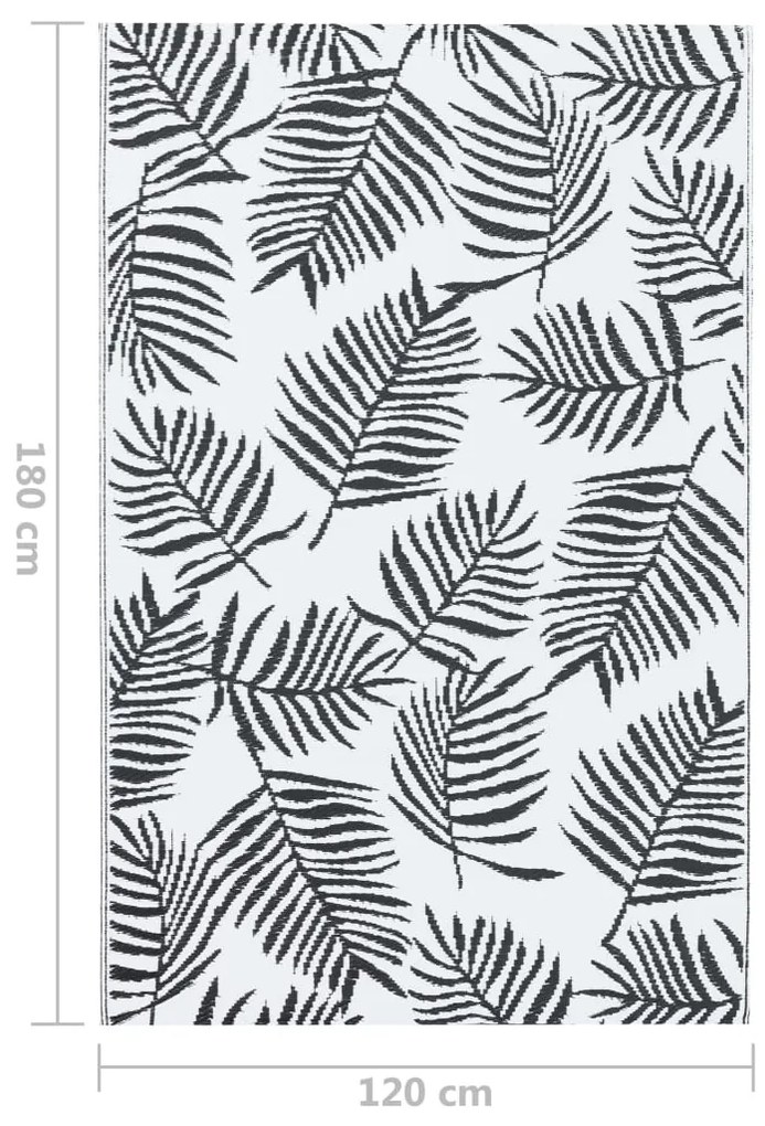 Tapete de exterior 120x180 cm ARAKIL PP branco e preto