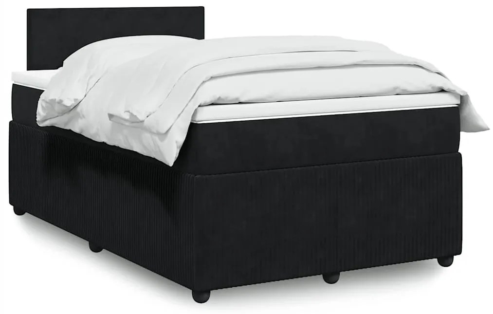 Cama boxspring com colchão 120x200 cm veludo preto