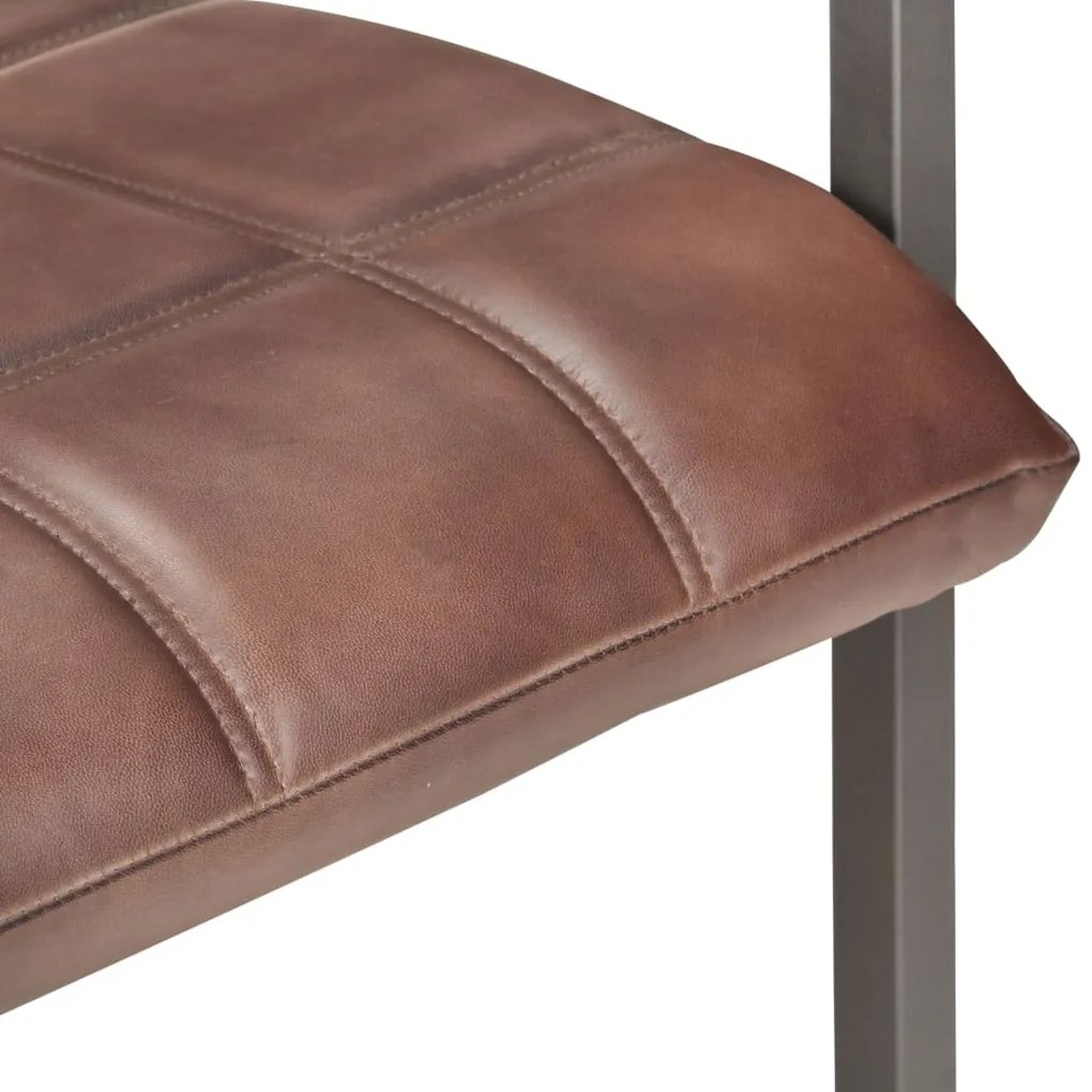 Cadeiras jantar cantilever 6 pcs couro genuíno castanho velho