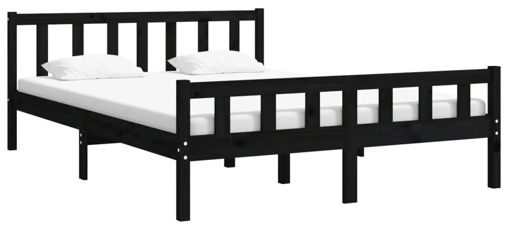 Estrutura de cama king 150x200 cm madeira maciça preto