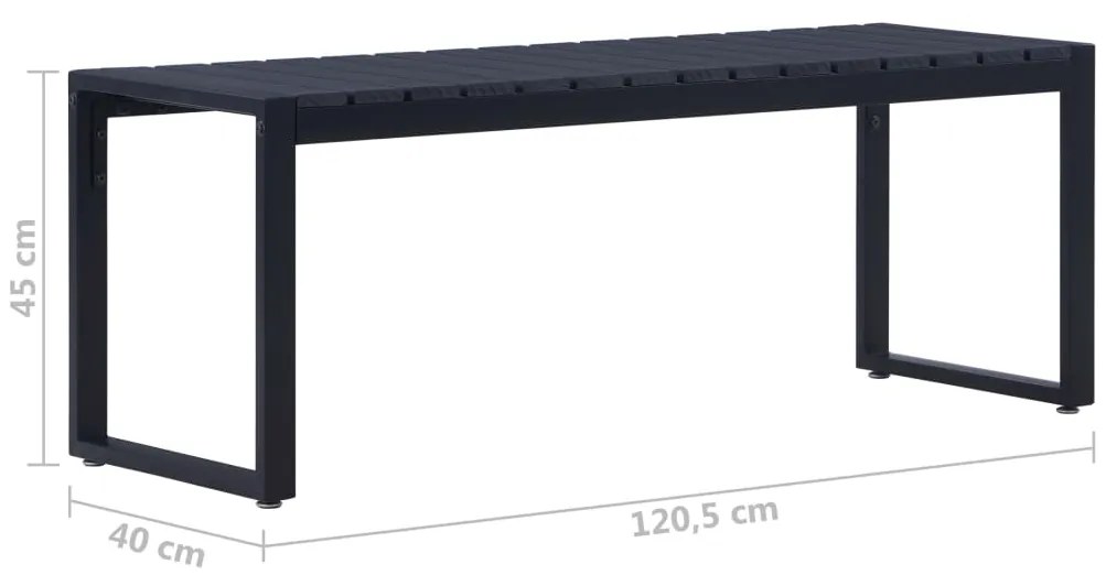 Banco jardim 120,5 cm placa de PS preto