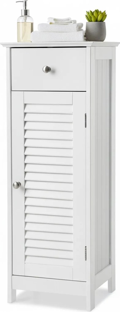 Armário de casa de banho estreito com gaveta 30 x 32 x 87 cm Branco
