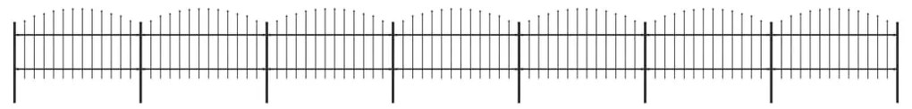 Cerca de jardim com topo em lanças (1-1,25)x11,9 m aço preto