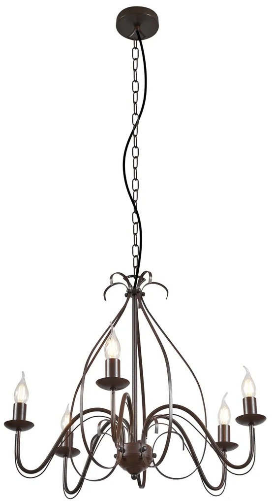 Candelabro Clássico Castanho Ferrugem 5-Luzes - Giuseppe Clássico / Antigo,Country / Rústico