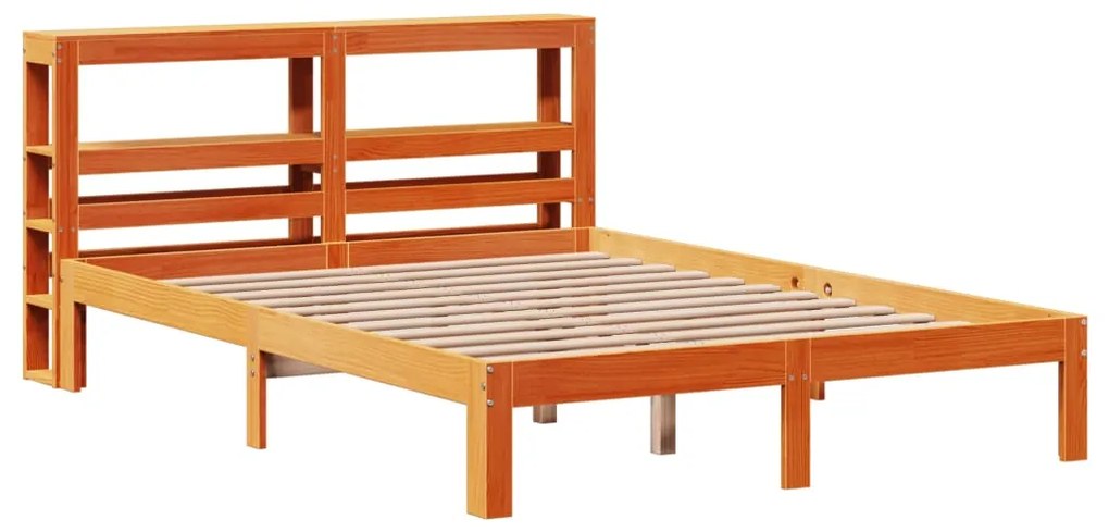 Cama sem colchão 140x190 cm pinho maciço castanho-mel