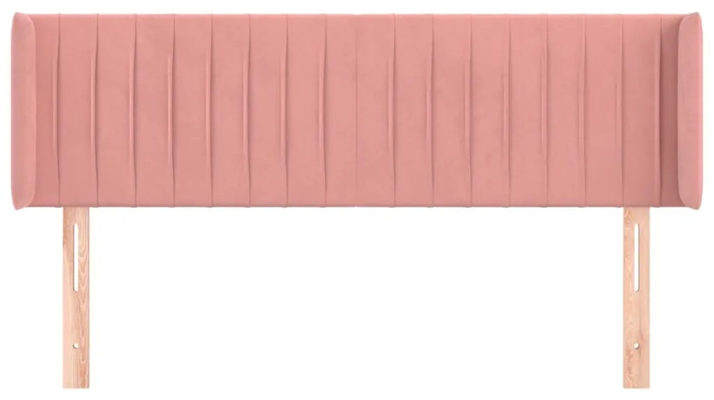 Cabeceira de cama c/ abas veludo 147x16x78/88 cm rosa