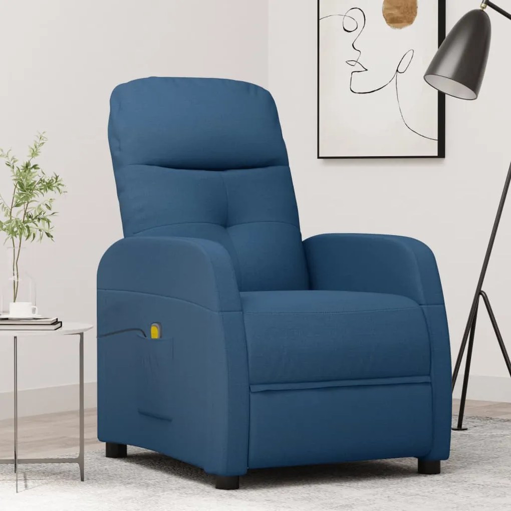 348383 vidaXL Poltrona de massagens tecido azul