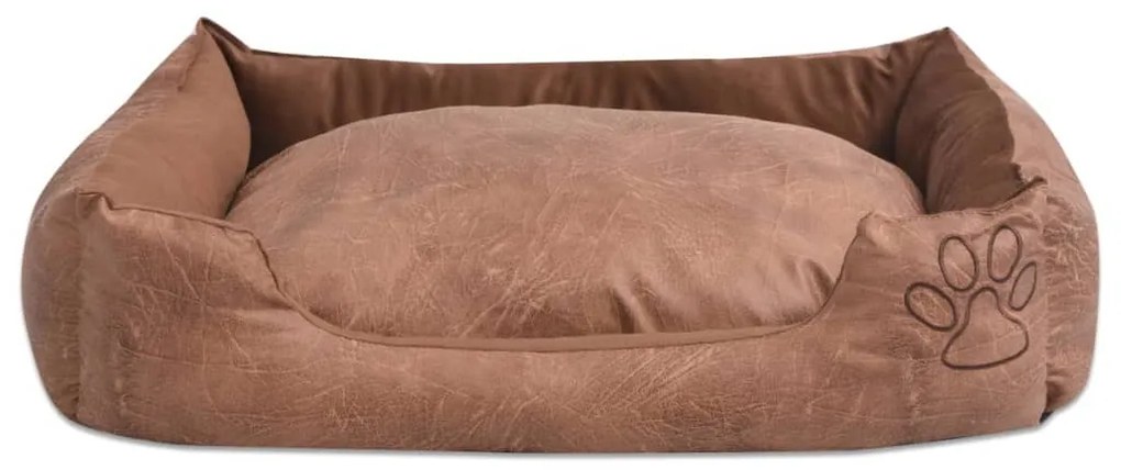 Cama para cães com almofada couro artificial PU tamanho S bege