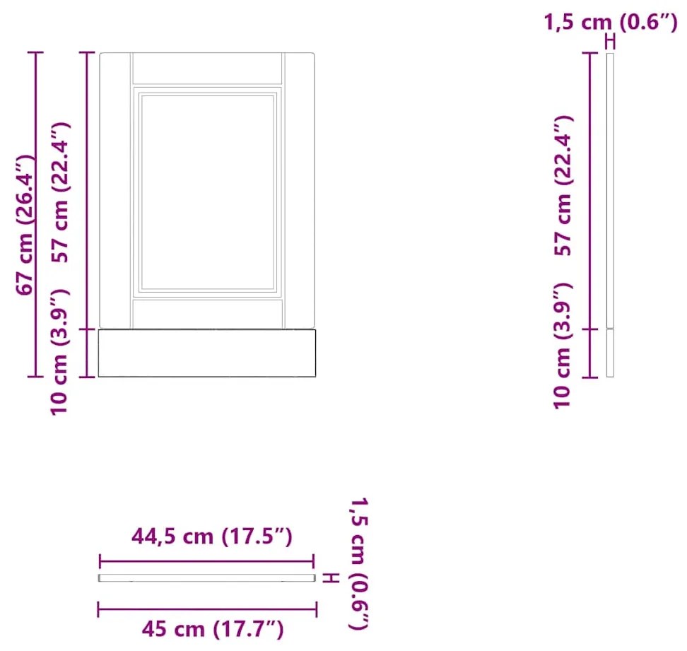 Painel máquina lavar louça Porto carvalho fumado 45x1,5x67 cm