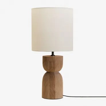 Candeeiro De Mesa Em Madeira De Manga Diniz ↑30 Cm & Branco Ø30 Cm - ↑30 Cm Arlina - Sklum