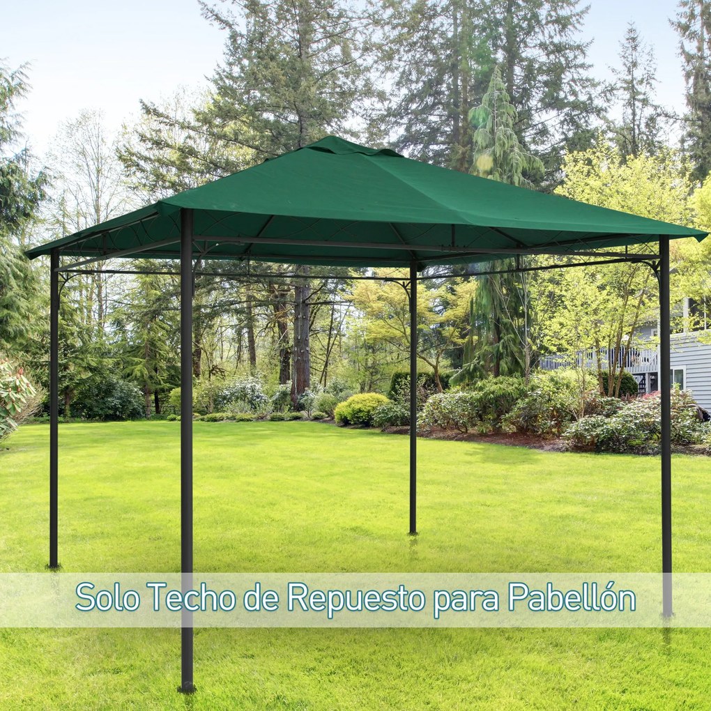 Cobertura de Substituição de 3x3m para Pérgola de Jardim com 8 Orifícios de Drenagem e Ventilação Verde