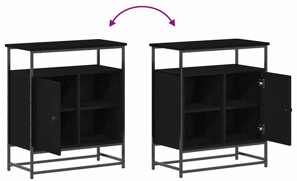 Sideboard vidaXL Preto Carvalho 69x35x80 cm Madeira Engenharia e Aço