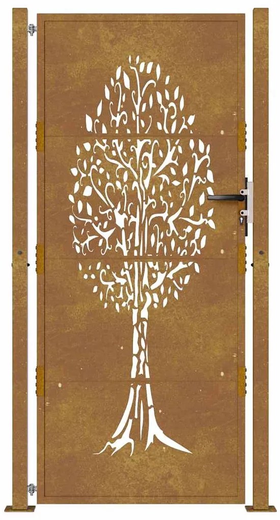 Portão de jardim 105x205 cm aço corten design árvore