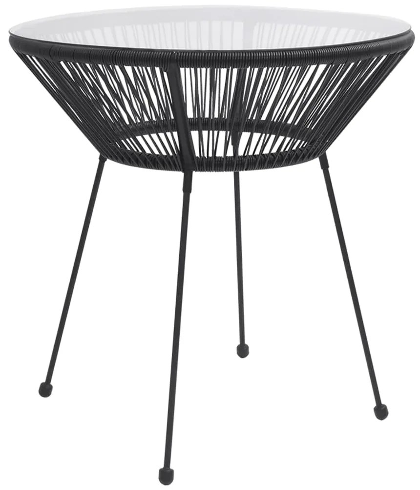 3 pcs conjunto de jantar para jardim preto
