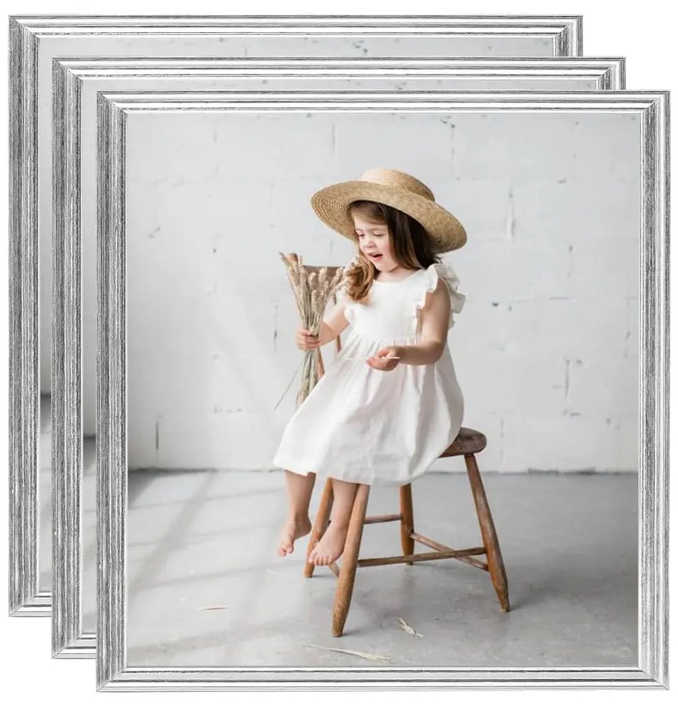 vidaXL Molduras para parede 3 pcs 40x40 cm MDF prateado