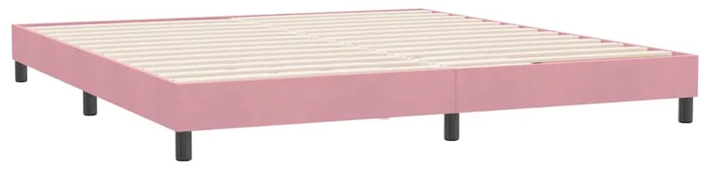 Estrutura de cama com colchão 180x220 cm veludo rosa