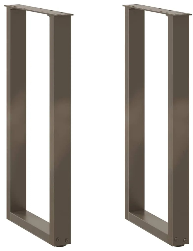 vidaXL Pés de mesa de console em forma de U, 2 peças, aço natural, 28 x (72-73) cm, aço
