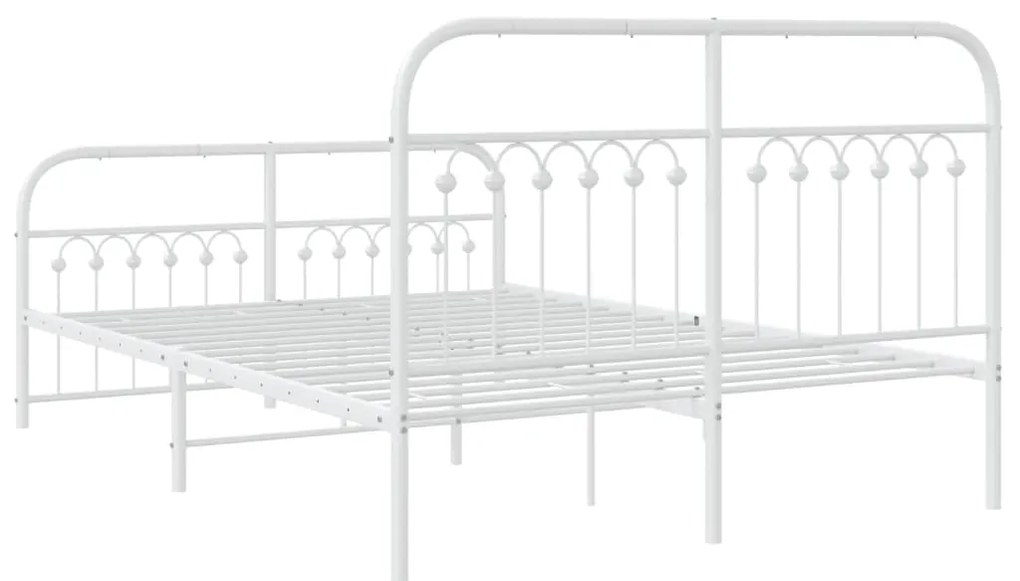 Estrutura de cama com cabeceira e pés 140x190 cm metal branco