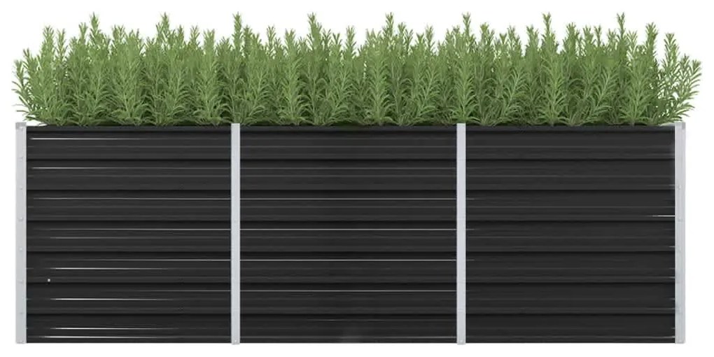 vidaXL Canteiro elevado jardim aço galvanizado 240x80x77 cm antracite