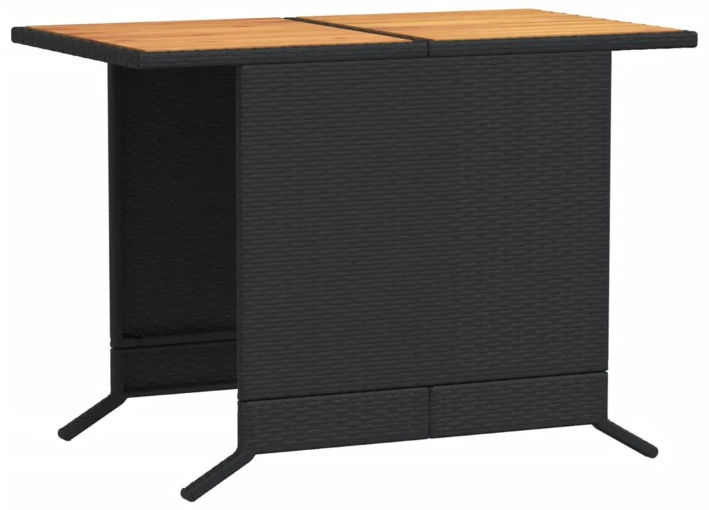3 pcs conjunto de bistrô com almofadões vime PE preto